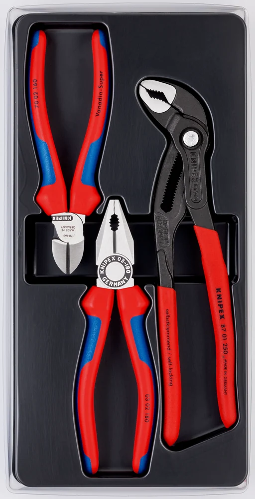 Knipex Set Kliješta Kombinovana + Sječice + Papagajke Cobra / 3 dijelni – 00 20 09 V01