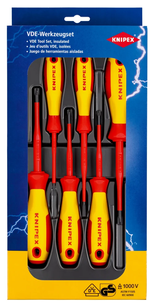 Knipex Garnitura Odvijača SL/SLS VDE 2 križna PH + 2 križna PZ + 2 plosnata / 6 dijelna 1000V – 00 20 12 V05