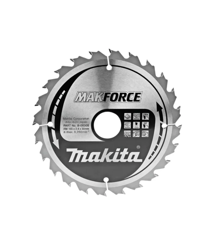 Makita – TCT list kružne pile za drvo 165 mm MAKForce 165x30x1,5 mm 24Z B-08305