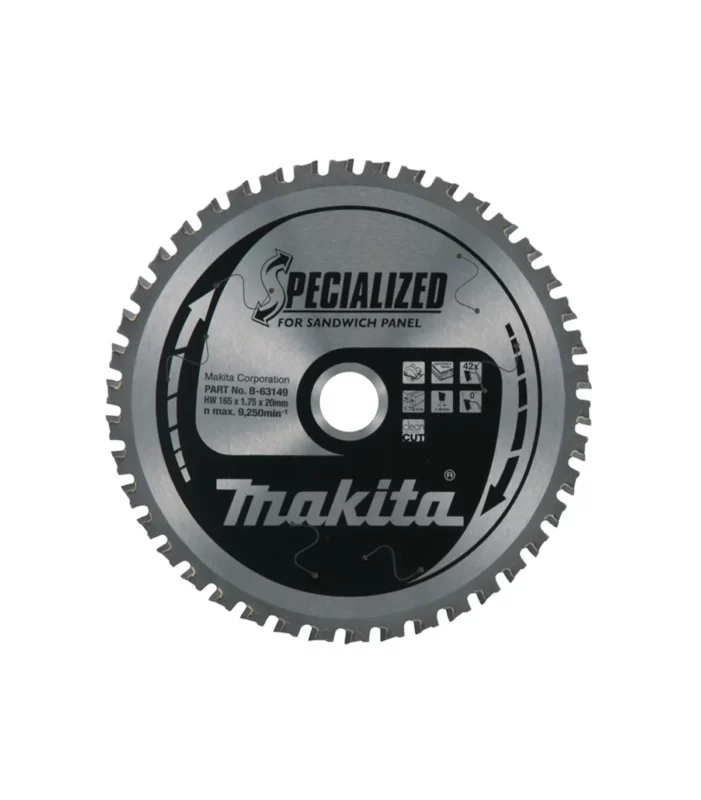 Makita – TCT list kružne pile za uranjanje za sendvič panele 165 mm, 165x20x1,4 mm 42Z B-63149